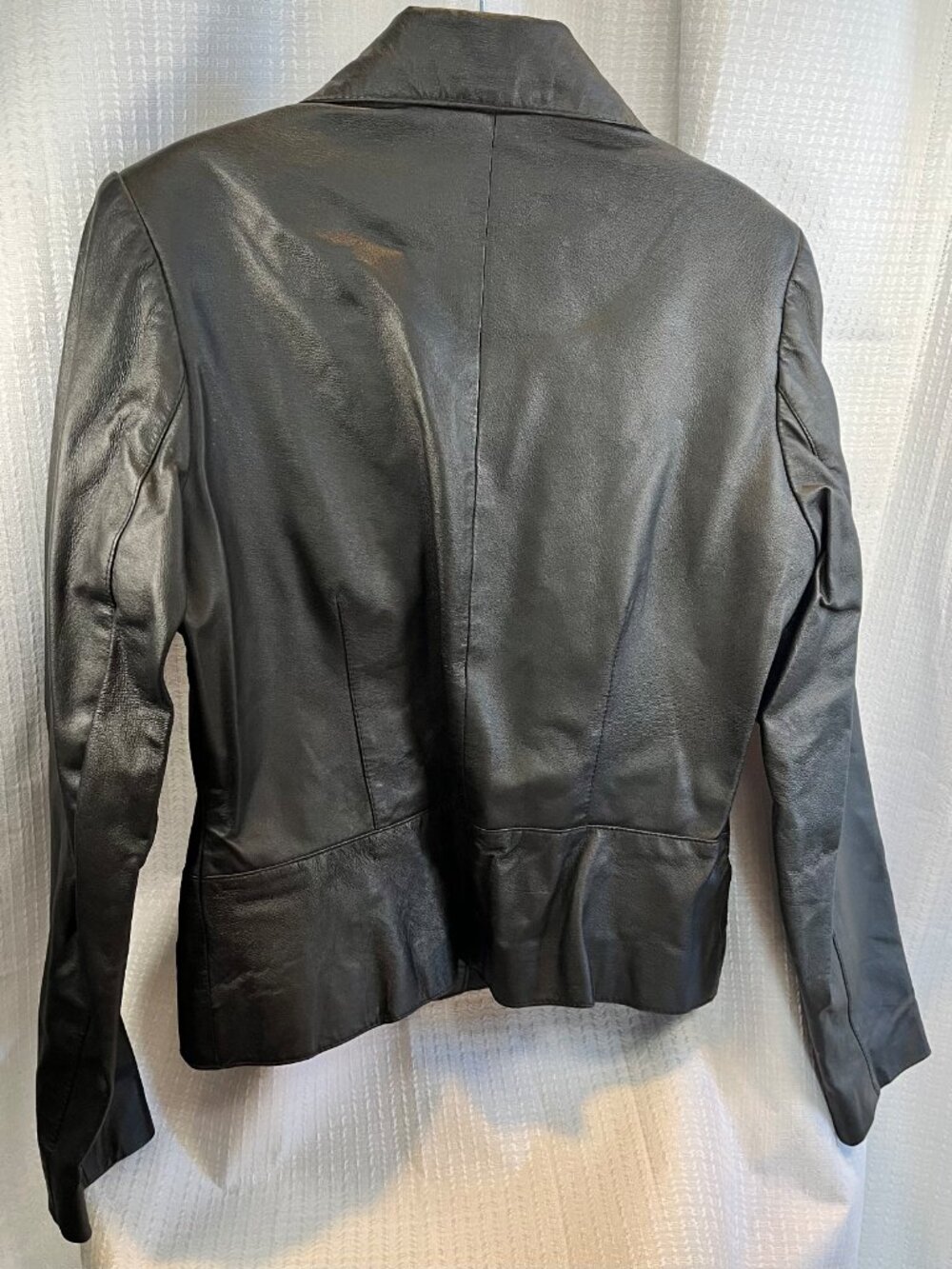 Vintage David Benjamin Fitted Black Leather Blazer size 8 - Picture 2 of 6